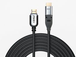 Pwr+ 100 Ft Max Length 4K HDMI Cable 2.0 with 90 Degree Adapter for PS3 PS4 Xbox 360 Apple-TV Laptop Projector... N6