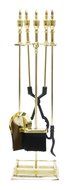 Minuteman International 5 Piece Polished Brass Urn Handle Fireplace Tool Set