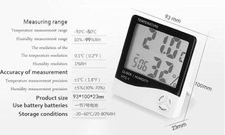 Ikakon Multifunction LCD Screen Digital Indoor Temperature and Humidity Meter with Alarm Clock Hygrometer Hygrothermograph