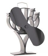 New designed 2 Blades Heat Powered Stove Fan for Wood / Log Burner/Fireplace - Eco Friendly(Black) N2