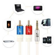 Super HD 3.5mm Aux to 2RCA Y Splitter Stereo Audio Cable Male Type OFC Conductor High Flexible PVC Jacket Dual...