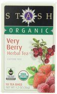 Stash Tea Organic Very Berry Herbal Tea, 18 Count Tea Bags in Foil (Pack of 6)
