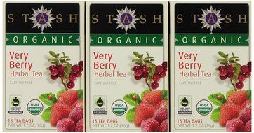 Stash Tea Organic Very Berry Herbal Tea, 18 Count Tea Bags in Foil (Pack of 6) N2