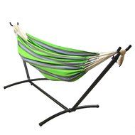 Sunnydaze Premium 100 % Natural Tightly Woven Cotton Double Brazilian Hammock and Stand Set, Ocean View, 400 Pound... N28