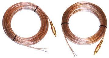 Microsound - 20 Feet 16 AWG Pair Speaker Wires with RCA Male Plugs on one end