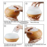 300ml Aroma Essential Oil Diffuser, Wood Grain Ultrasonic Cool Mist Humidifier for Office Home Bedroom Living... N3