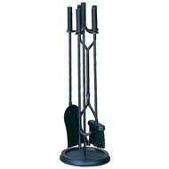 5 Piece Black Wrought Iron Fireplace Tool Set