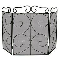 Lizh Metalwork 3-Panel Scroll Fireplace Screen,Black N2