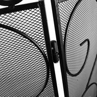 Lizh Metalwork 3-Panel Scroll Fireplace Screen,Black N3