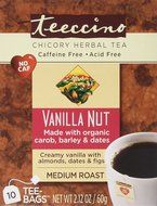 Teeccino - Vanilla Nut 75% Organic Herbal Coffee Medium Roast Caffeine Free - 10 Tee Bags N3
