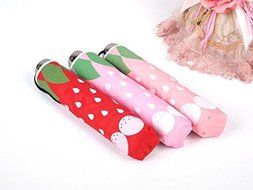 Strawberry Ultralight Windproof Sun Rain Folding Umbrella (Pink) N5