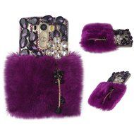 Spritech(TM) Bling Phone Case For LG G3 mini,3D Handmade Purple Crystal Silver Flower Pendant Accessary Design... N46