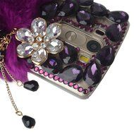 Spritech(TM) Bling Phone Case For LG G3 mini,3D Handmade Purple Crystal Silver Flower Pendant Accessary Design... N48