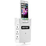 BESTEK 6-Outlet Upgraded Wall-Mount Surge Protector with 5.2A 4 USB Charging Station and Phone Charging Dock N6