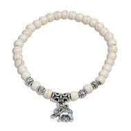 Charm White turquoise 6mm beads Tibet silver elephant Pendant Elastic bracelet N3