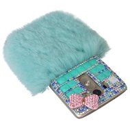 Spritech(TM) Bling Phone Case For LG G3 mini,3D Handmade Purple Crystal Silver Flower Pendant Accessary Design... N51