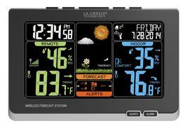 La Crosse Technology C83349 Wireless Atomic Digital Color Forecast Station with Alerts, Black N2