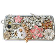 Spritech(TM) Bling Phone Case For LG G3 mini,3D Handmade Purple Crystal Silver Flower Pendant Accessary Design... N52