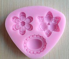 HSE 3D Silicone Mold Flower Shapes Mould 3 Cavities For Soap,Candy,Chocolate,Ice,cake