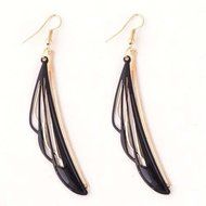 women's Angel wings 2 layer Pendants Earrings Black&amp;Gold Dangle wedding Jewelry