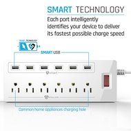 Stalion Surge Protector Power Strip Socket 900 Joule with 6-USB Charging Ports &amp; 6-Outlets Universal for Home... N9