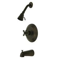 Kingston Brass KB3635AX Restoration Tub and Shower Faucet with Metal Cross Handle, Oil Rubbed Bronze by Kingston...