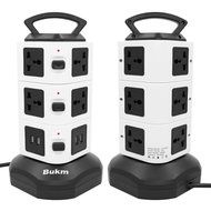 Surge Protectors USB, Bukm Smart Power Strip Tower, 4-Port USB Travel Charger Charging Station 10-Outlet Surge...