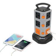 Surge Protectors USB, Bukm Smart Power Strip Tower, 4-Port USB Travel Charger Charging Station 10-Outlet Surge... N3