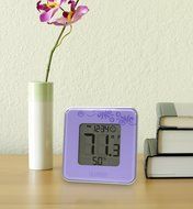 La Crosse Technology 302-604P Purple Indoor Digital Thermometer &amp; Hygrometer Station with Comfort level icon