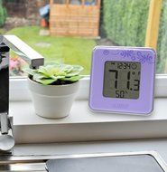 La Crosse Technology 302-604P Purple Indoor Digital Thermometer &amp; Hygrometer Station with Comfort level icon N2