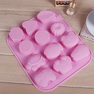 DUFUSTORE Chocolate Cake Candy Baking Silicone Bakeware Mould 12 kind Animal Ecology Random Color N4