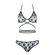 KeyZone Bind Comfortable Breathable Design Style Swimsuit Suit Sexy Black Lace Up Bikini Set Bra L-US S