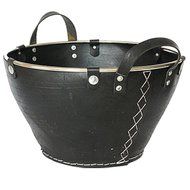 LARGE LOG BASKET &Oslash; 19" WITH METAL FRAME - RECYCLED CAR TIRES - HANDMADE - FAIRTRADE N2