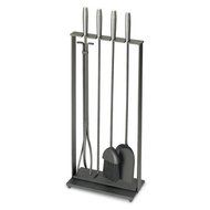5 Pc Contemporary Fireplace Set w Brushed Steel Finish Handles