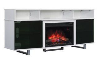 Enterprise Lite Cont TV Stand w/25" Curved Elec Fireplace, Gloss White