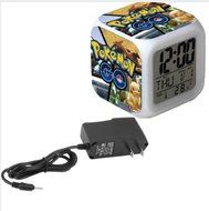 Anime Pokemon Go Pikachu LED Clock andPower supply AC Wall Charger Bedside Light Digital Desk or Table Alarm Clock... N3