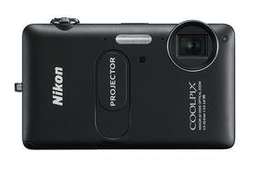 NIKON - Coolpix S1200pj Black 14.1-Megapixel Zoom Digital Camera with Built-In Projector