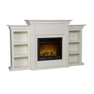 Dorothy Ivory Electric Fireplace w/ Bookcases Media Tv Stand Remote N7