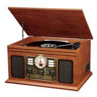 Innovative Technology ITVS-200 Nostalgic Classic 5-In-1 Turntable Wooden Entertainment Center, Mahogany