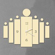 MuLuo Rectangle Wall Clock Removable DIY Acrylic 3D Mirror Wall Sticker Living Room Decoration gold N2