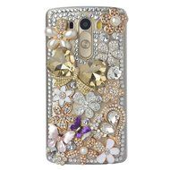 Spritech(TM) Bling Phone Case For LG G3 mini,3D Handmade Purple Crystal Silver Flower Pendant Accessary Design... N62