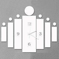 MuLuo Rectangle Wall Clock Removable DIY Acrylic 3D Mirror Wall Sticker Living Room Decoration gold N4