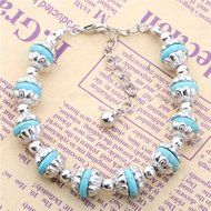 New Retro Silver Tibetan Turquoise Bracelet Bead Adjustable Bangle Chain Jewelry N2