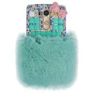 Spritech(TM) Bling Phone Case For LG G3 mini,3D Handmade Purple Crystal Silver Flower Pendant Accessary Design... N68
