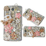 Spritech(TM) Bling Phone Case For LG G3 mini,3D Handmade Purple Crystal Silver Flower Pendant Accessary Design... N70