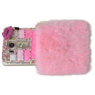 Spritech(TM) Bling Phone Case For LG G3 mini,3D Handmade Purple Crystal Silver Flower Pendant Accessary Design... N73