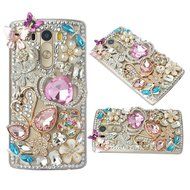 Spritech(TM) Bling Phone Case For LG G3 mini,3D Handmade Purple Crystal Silver Flower Pendant Accessary Design... N75