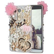 Spritech(TM) Bling Phone Case For LG G3 mini,3D Handmade Purple Crystal Silver Flower Pendant Accessary Design... N78