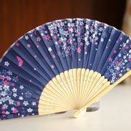 Kimono fan Women's Folding Japanese-style Beautiful lovely Cherry blossoms Juanbu Fan Female fan Black Mount Fuji N4