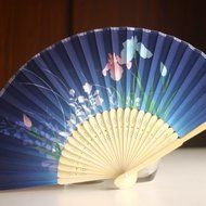 Kimono fan Women's Folding Japanese-style Beautiful lovely Cherry blossoms Juanbu Fan Female fan Black Mount Fuji N5